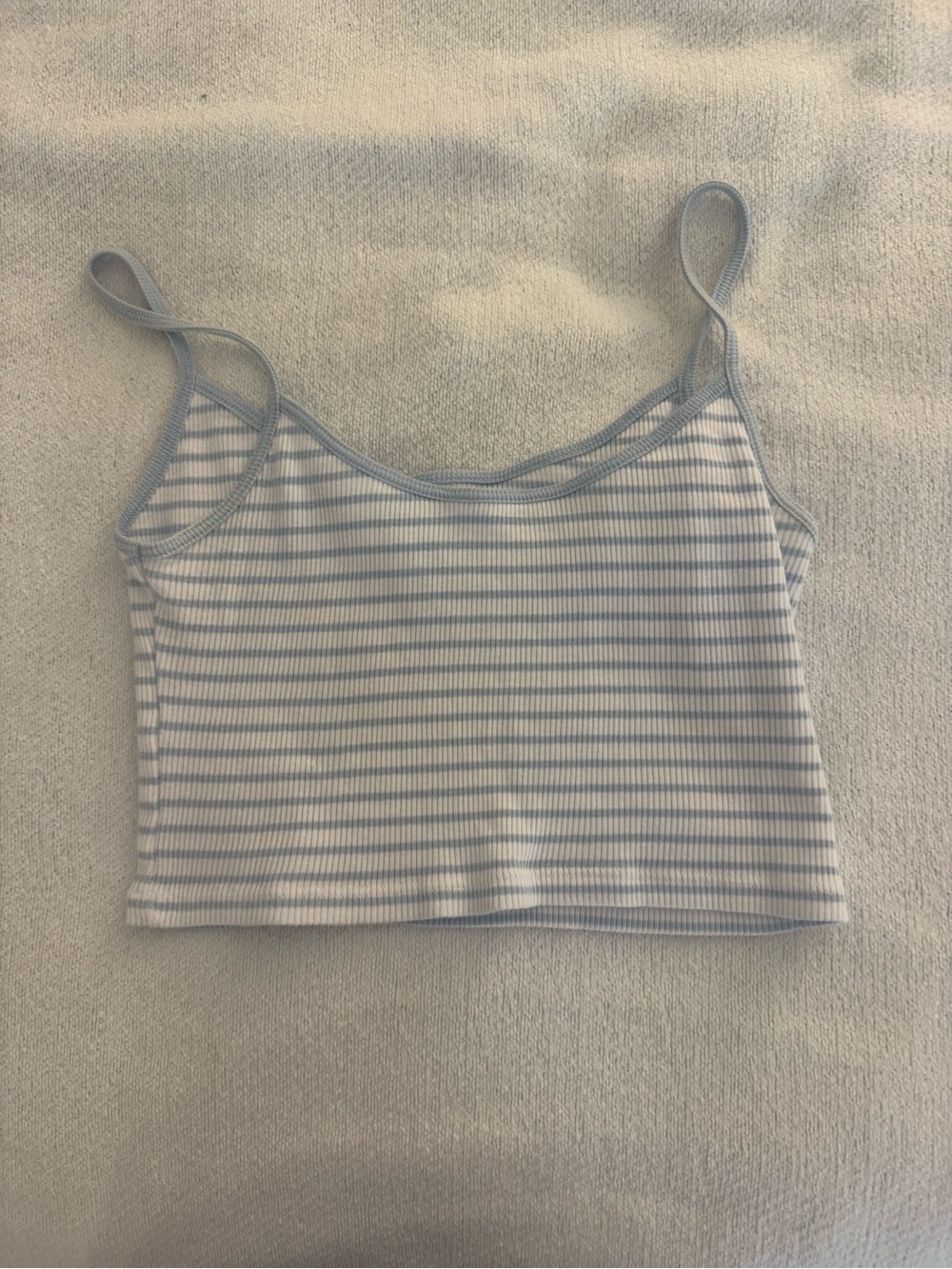 Brandy Melville Light Blue & White Striped Ribbed Cami